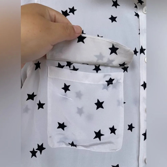 Equipment Star Print Long Sleeve Silk Blouse medium - Picture 7 of 13